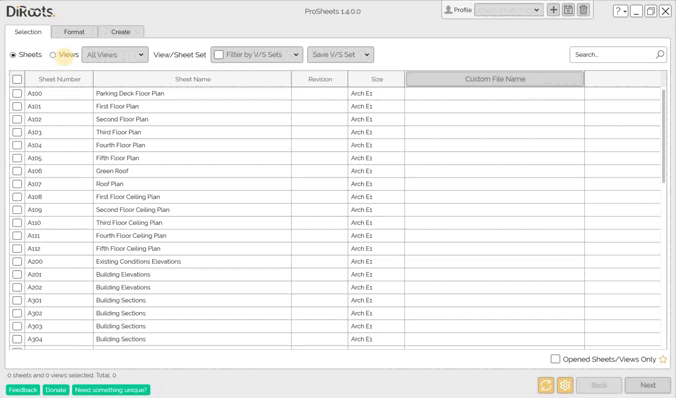 ProSheets Selecting Revit Sheets and Views